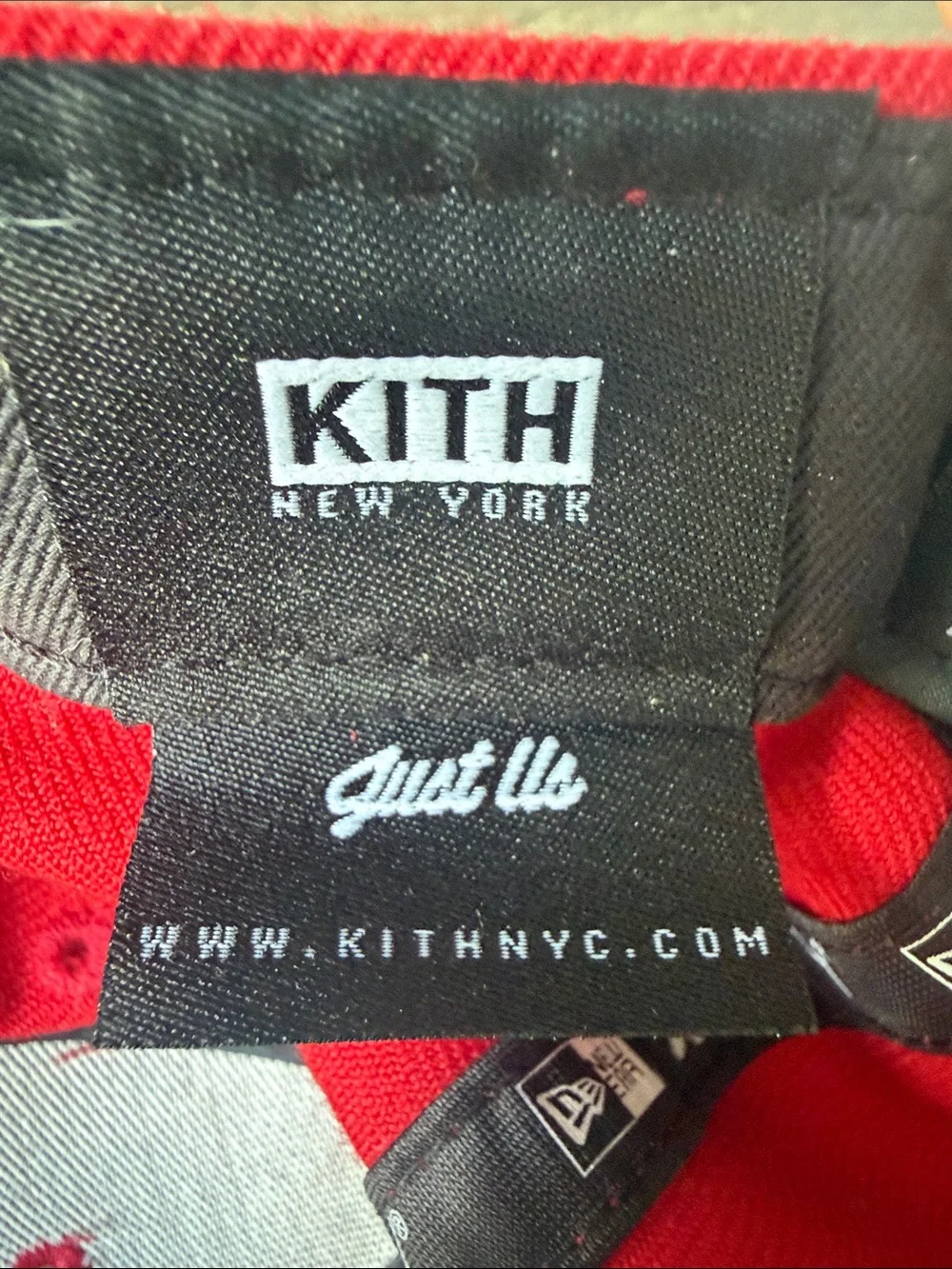 Kith x New Era Men’s Red Hat with White 'K' Logo size 7 5/8